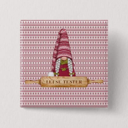 Nordic Gnome | Lefse Tester Vierkante Button 5,1 Cm (Voorkant)