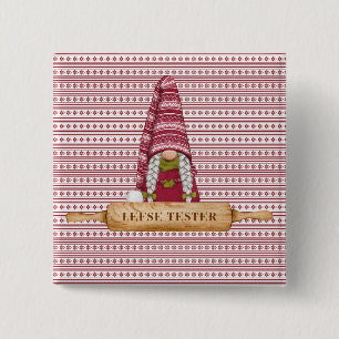 Nordic Gnome   Lefse Tester Vierkante Button 5,1 Cm