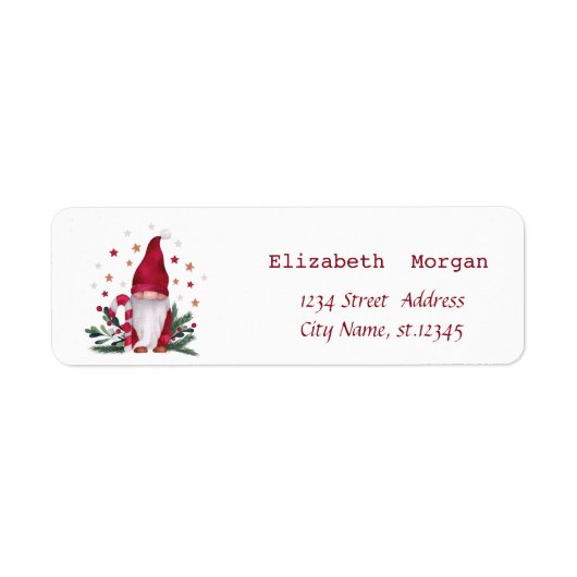 Nordic Gnome Pine Tree Branches Merry Kerstmis Etiket (Voorkant)