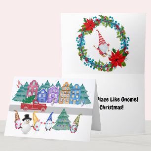 Nordic Gnome Town Christmas, geen plek zoals Gnome Feestdagen Kaart