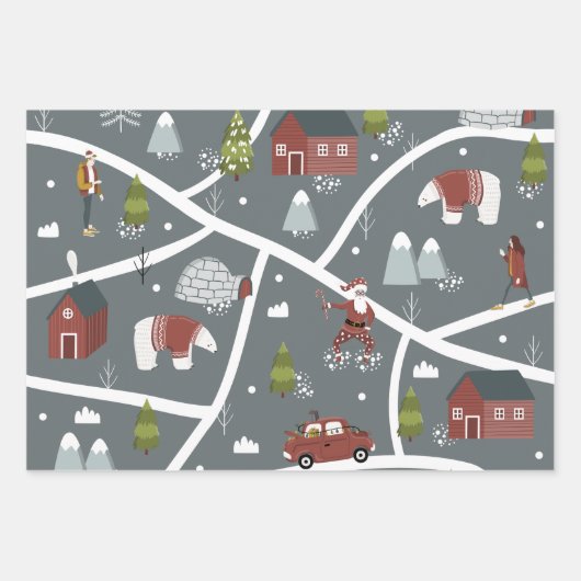 Nordic Holiday Wrapping Paper Flat Sheet Set 3 (Voorkant 3)