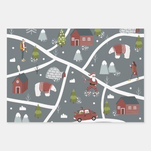 Nordic Holiday Wrapping Paper Flat Sheet Set 3 (Voorkant)