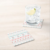 Nordic Light Winter Pattern Vierkante Kartonnen Onderzetter (Insitu)