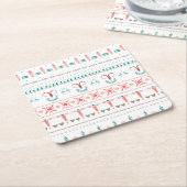 Nordic Light Winter Pattern Vierkante Kartonnen Onderzetter (Schuin)