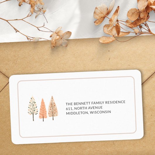 Nordic Minimalist Pine Tree Boho Retouradres Etiket