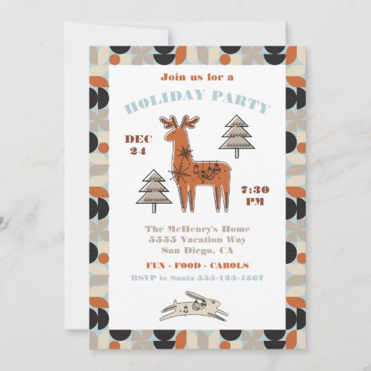 Nordic Mod Reindeer Fête Invitation (Devant)