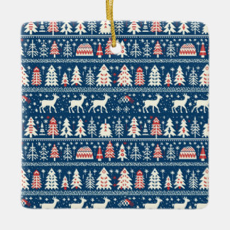 Nordic Navy Blue Christmas Wonderland Minimalist Keramisch Ornament