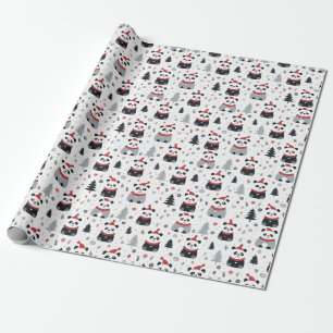 Nordic Panda Santa Winter vakantiepatroon Cadeaupapier