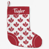 Nordic Pattern Personalized Red White Christmas Kleine Kerstsok (Voorkant)