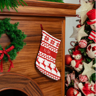 Nordic Print Rendier Fair Isle Kleine Kerstsok