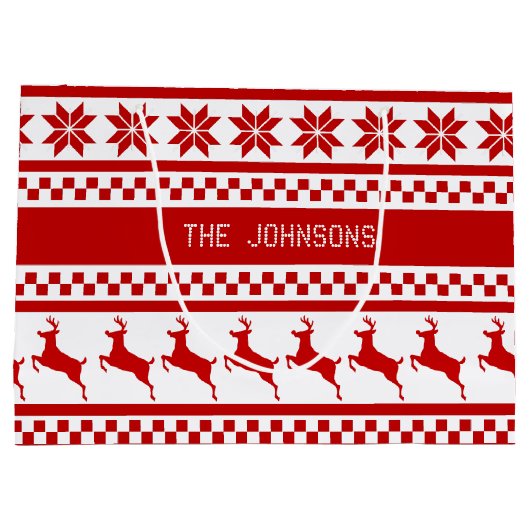 Nordic Print Rendier Red Gepersonaliseerde Kerstmi Groot Cadeauzakje (Achterkant)