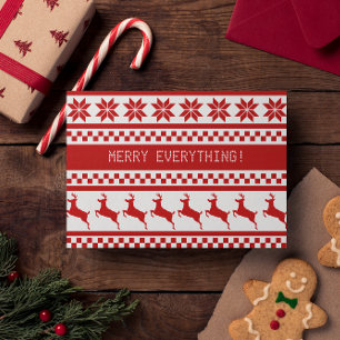 Nordic Print Rendier Red Merry Alles Vakantie Feestdagen Kaart