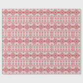 Nordic Red Black White Isle Art Pattern Cadeaupapier (Vlak)