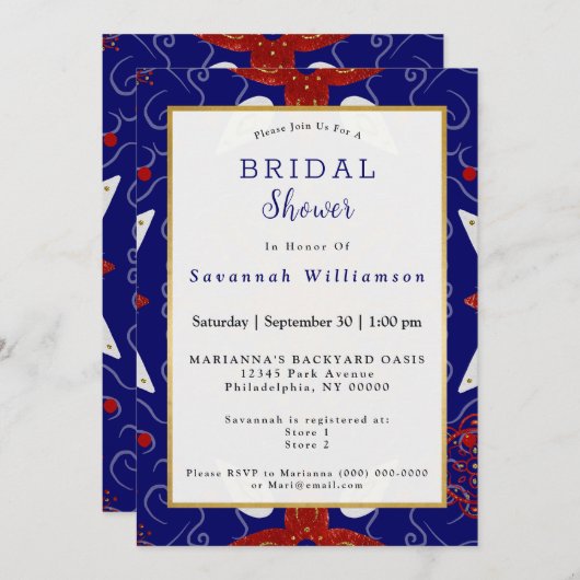 Nordic Red Blue White Vrijgezellenfeest Kaart (Voorkant / Achterkant)