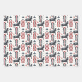 Nordic Red en Blue Winter Pattern Inpakpapier Vel (Voorkant 3)