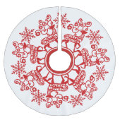 Nordic Red Reindeer en Snowflake Kerstmis Kerstboom Rok (Voorkant)