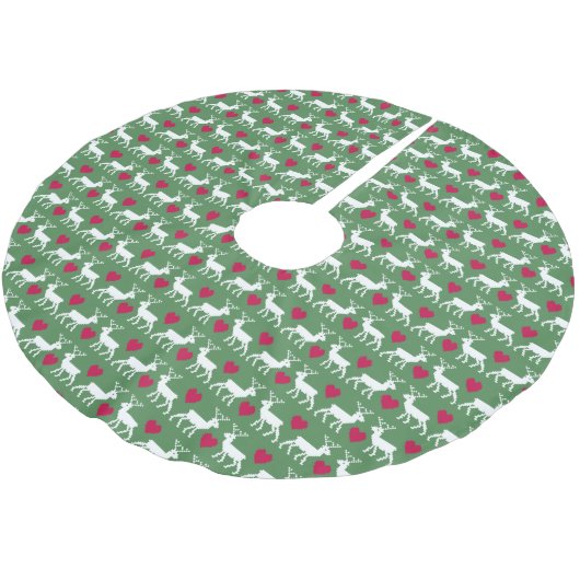 Nordic Reindeer & Hearts Pattern Kerstboom Rok (Gekanteld)