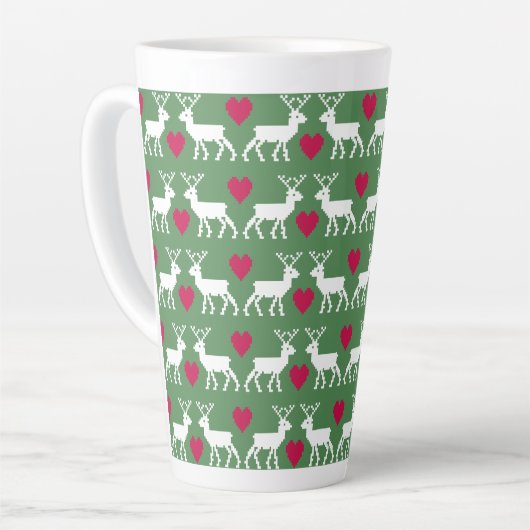Nordic Reindeer & Hearts Pattern Latte Mok (Linkerhoek)
