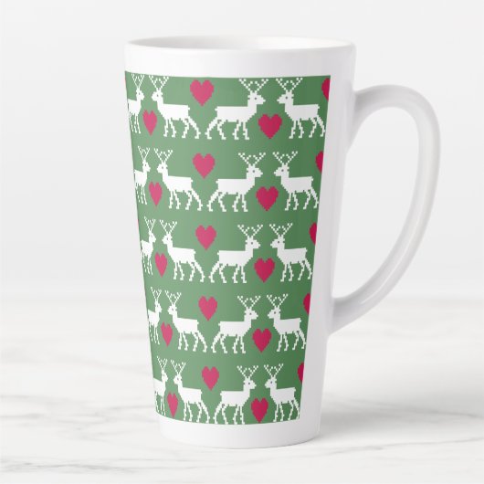 Nordic Reindeer & Hearts Pattern Latte Mok (Rechts)