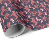 Nordic Scandi Pattern Folk Dala Horse Christmas Cadeaupapier (Rol Hoek)