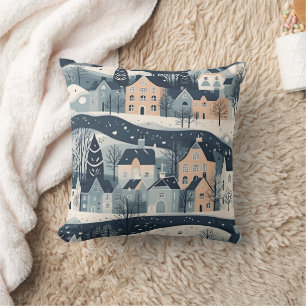 Nordic Snow Winter Town Pattern Kussen