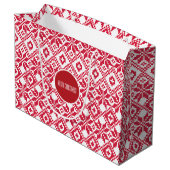 Nordic Snowflake Pattern Custom Name Kersttern Large Cadeauzakje (Achterkant Gekanteld)