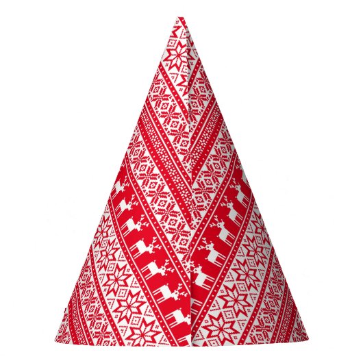 Nordic Snowflake Reindeer Ugly KerstSweater Feesthoedjes (Achterkant)