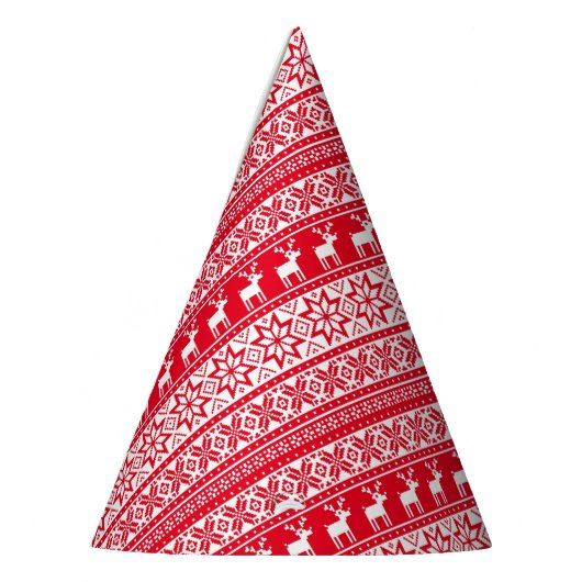 Nordic Snowflake Reindeer Ugly KerstSweater Feesthoedjes (Links)