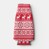 Nordic Snowflake Reindeer Ugly KerstSweater Flesjeskoeler (Voorkant)
