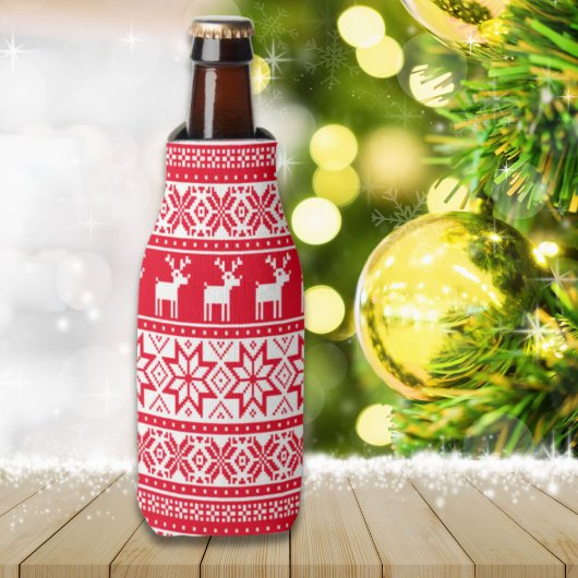 Nordic Snowflake Reindeer Ugly KerstSweater Flesjeskoeler