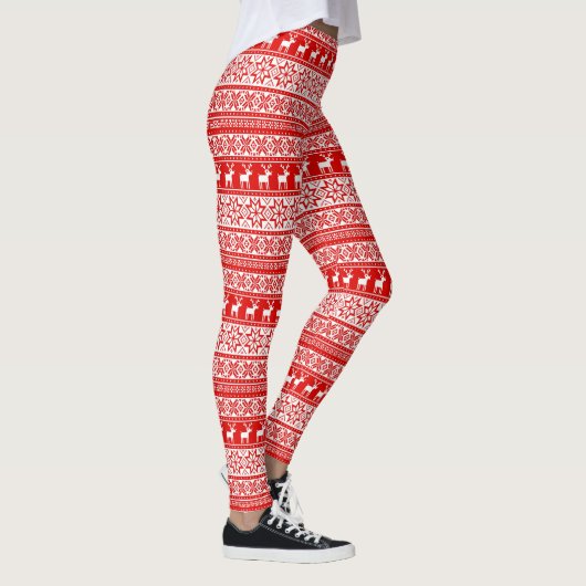 Nordic Snowflake Reindeer Ugly KerstSweater Leggings (Rechts)