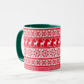 Nordic Snowflake Reindeer Ugly KerstSweater Mok (Voorkant links)