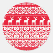 Nordic Snowflake Reindeer Ugly KerstSweater Ronde Sticker (Voorkant)