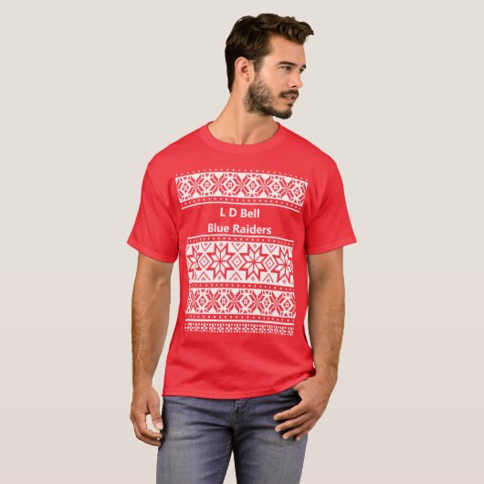 Nordic Snowflake Reindeer Ugly KerstSweater T-shirt (Voorkant volledig)