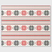 nordic snowflake stripe cadeaupapier (Vlak)