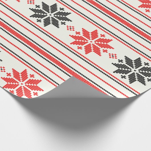 nordic snowflake stripe cadeaupapier (Hoek)