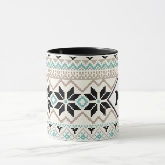 Nordic Snowflake Winter Sweater Patroon Mok (Midden)