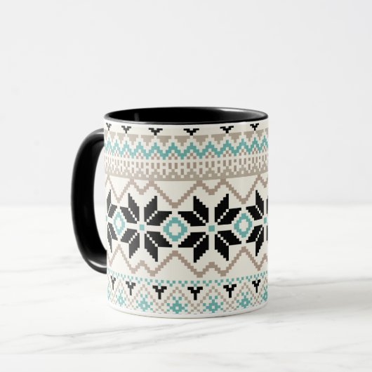 Nordic Snowflake Winter Sweater Patroon Mok (Voorkant links)