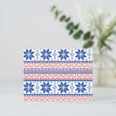 Nordic Snowflakes Kerstpatroon Feestdagenkaart (Staand voorkant)