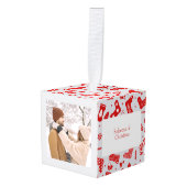 Nordic Stocking Scandinavian Pattern Personalized Kubus Ornament (Voorkant hoekig)