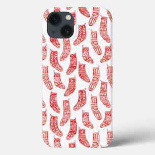 Nordic Stockings Red White iPhone 13 Hoesje