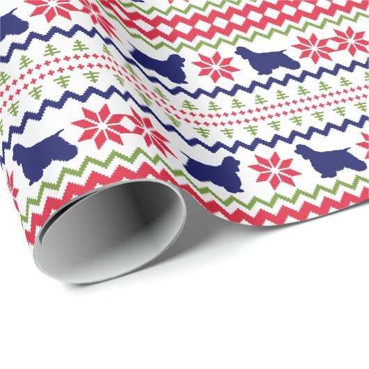 Nordic Style Cocker Spaniel Christmas Cadeaupapier (Rol Hoek)