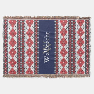 Nordic Style Fair Isle Argyle rood en blauw Deken