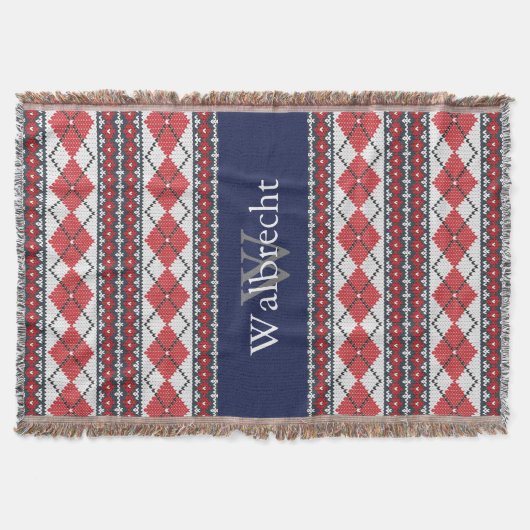Nordic Style Fair Isle Argyle rood en blauw Deken (Voorkant)