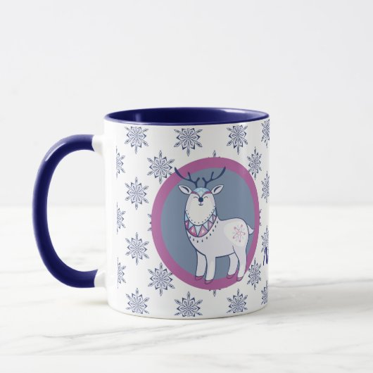 Nordic Style Santa en Rendier gepersonaliseerd Mok (Links)