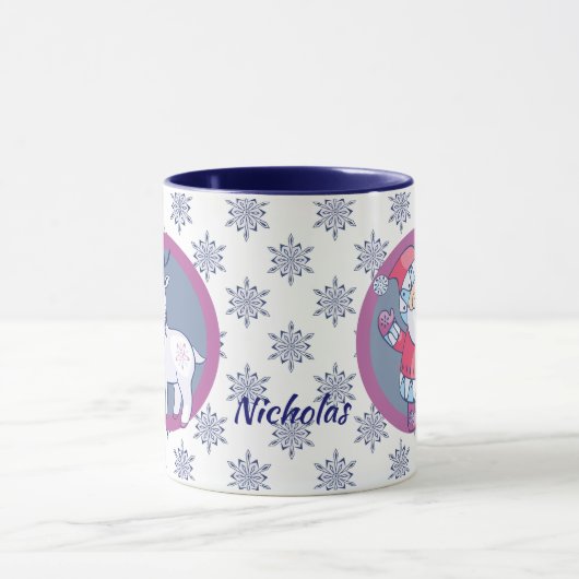 Nordic Style Santa en Rendier gepersonaliseerd Mok (Midden)