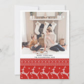 Nordic Sweater Red Pattern | Vliegrendier Feestdagenkaart (Voorkant)