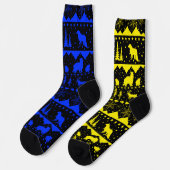Nordic Sweater Winter Animals Yellow & Blue Sokken (Links)