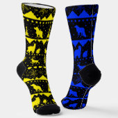 Nordic Sweater Winter Animals Yellow & Blue Sokken (Gebogen)