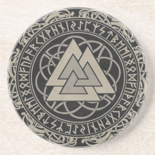 Nordic Viking Norse rune Valknut design Zandsteen Onderzetter